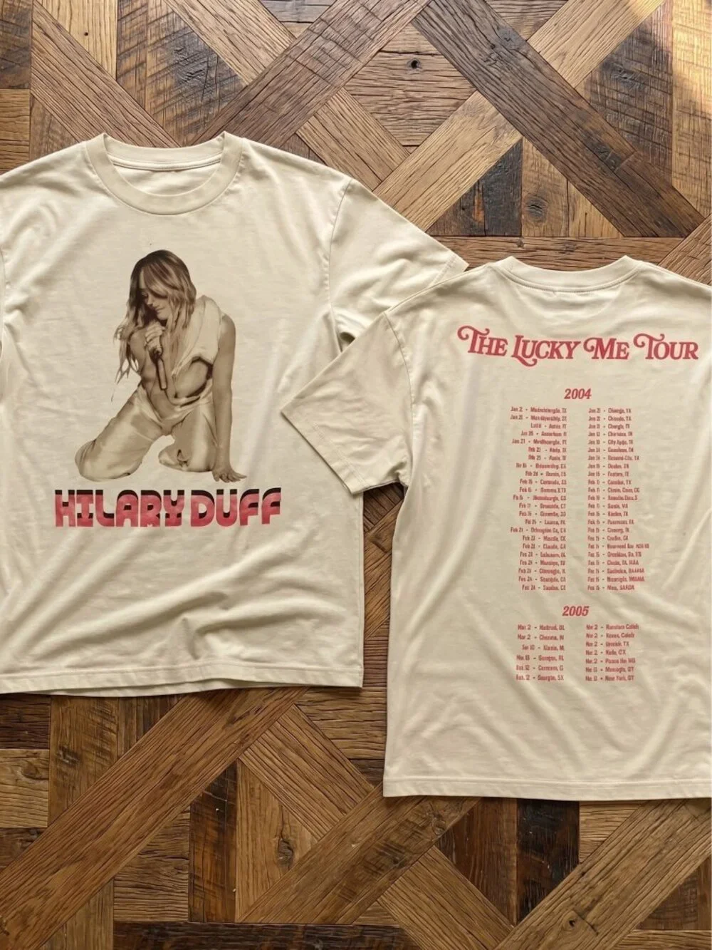 Hilary Duff The Lucky Me Tour 2026 Abstract Logo Double Sided Graphic T-Shirt